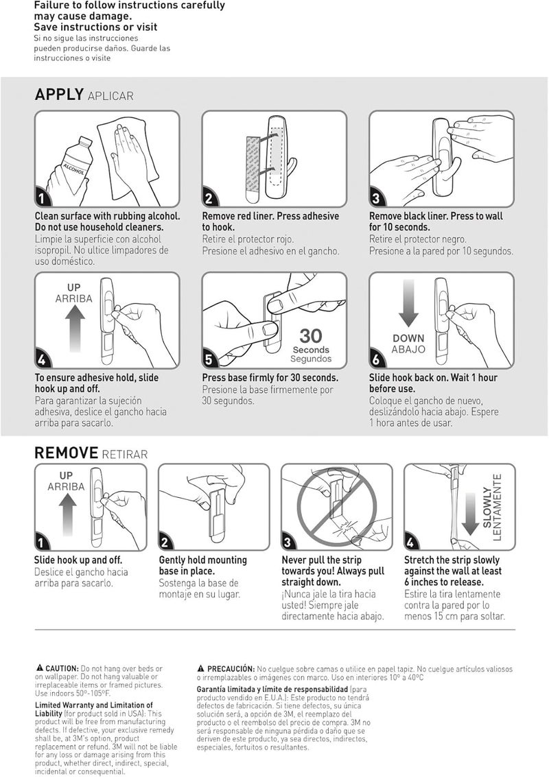 Command Small Hooks with Strips (17082) - White, Holds Up to 450g, 2 Hooks & 4 Strips - Image 2